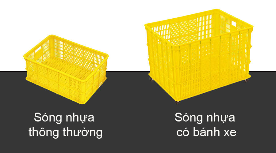 sóng nhựa có bánh xe và sóng nhựa thông thường